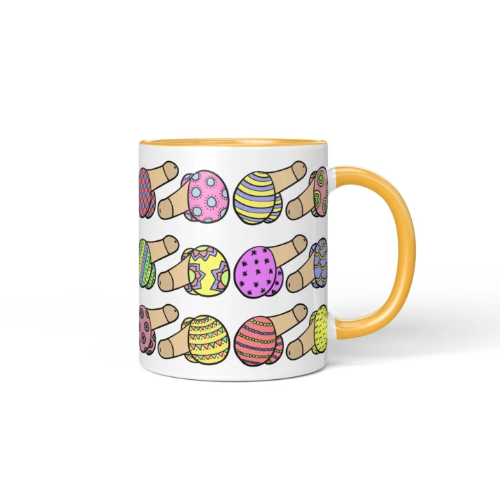 Easter Penis Mug - Rude Spring Basket Gift - Golden Yellow mug mockup