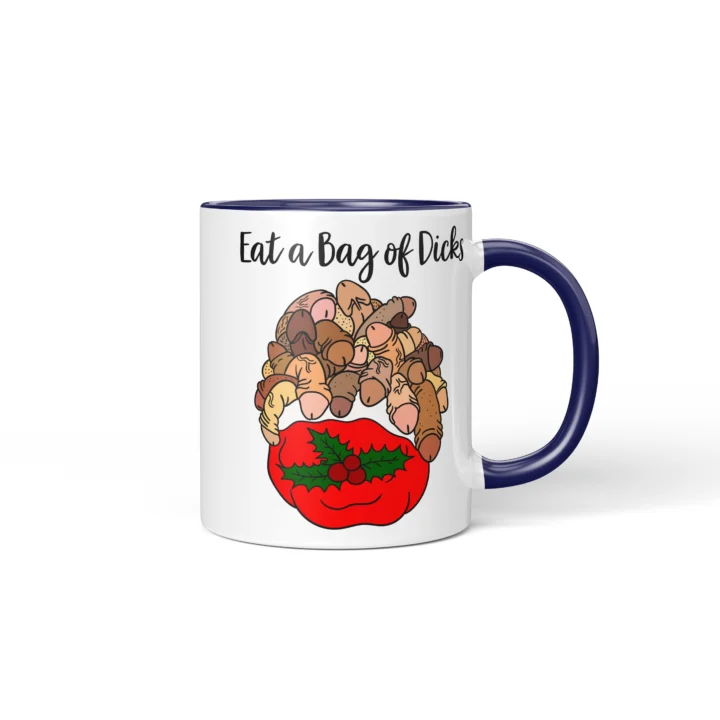 Eat A Bag Of Dicks Penis Mug - Rude Christmas Gift - Dark Blue mug mockup