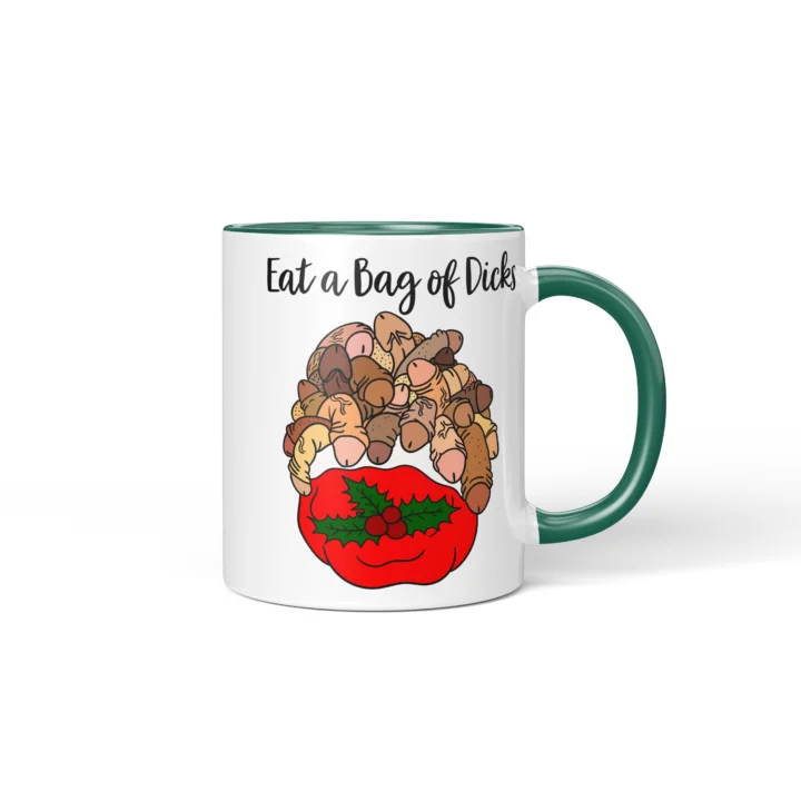 Eat A Bag Of Dicks Penis Mug - Rude Christmas Gift - Dark Green mug mockup