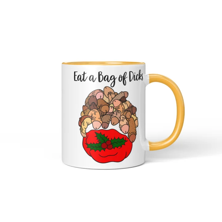 Eat A Bag Of Dicks Penis Mug - Rude Christmas Gift - Golden Yellow mug mockup