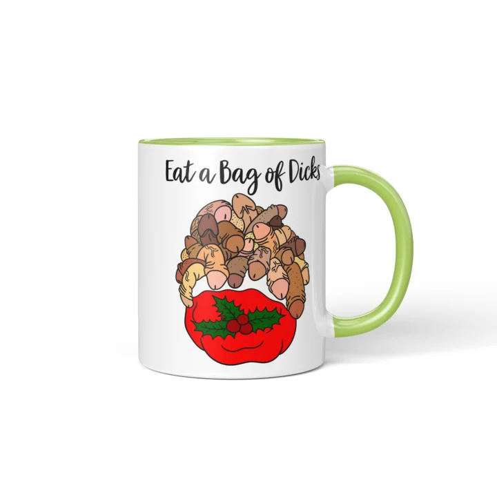Eat A Bag Of Dicks Penis Mug - Rude Christmas Gift - Green mug mockup