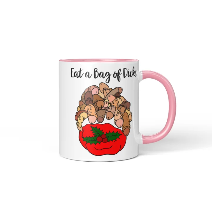 Eat A Bag Of Dicks Penis Mug - Rude Christmas Gift - Pink mug mockup