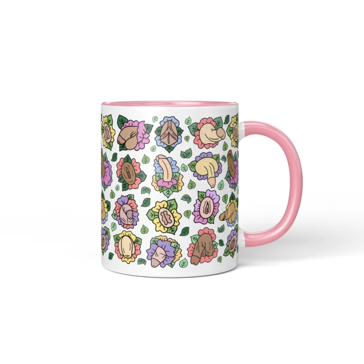 Floral Adult Humor Mug - Body Positive Anatomy Art Gift - Pink mug mockup