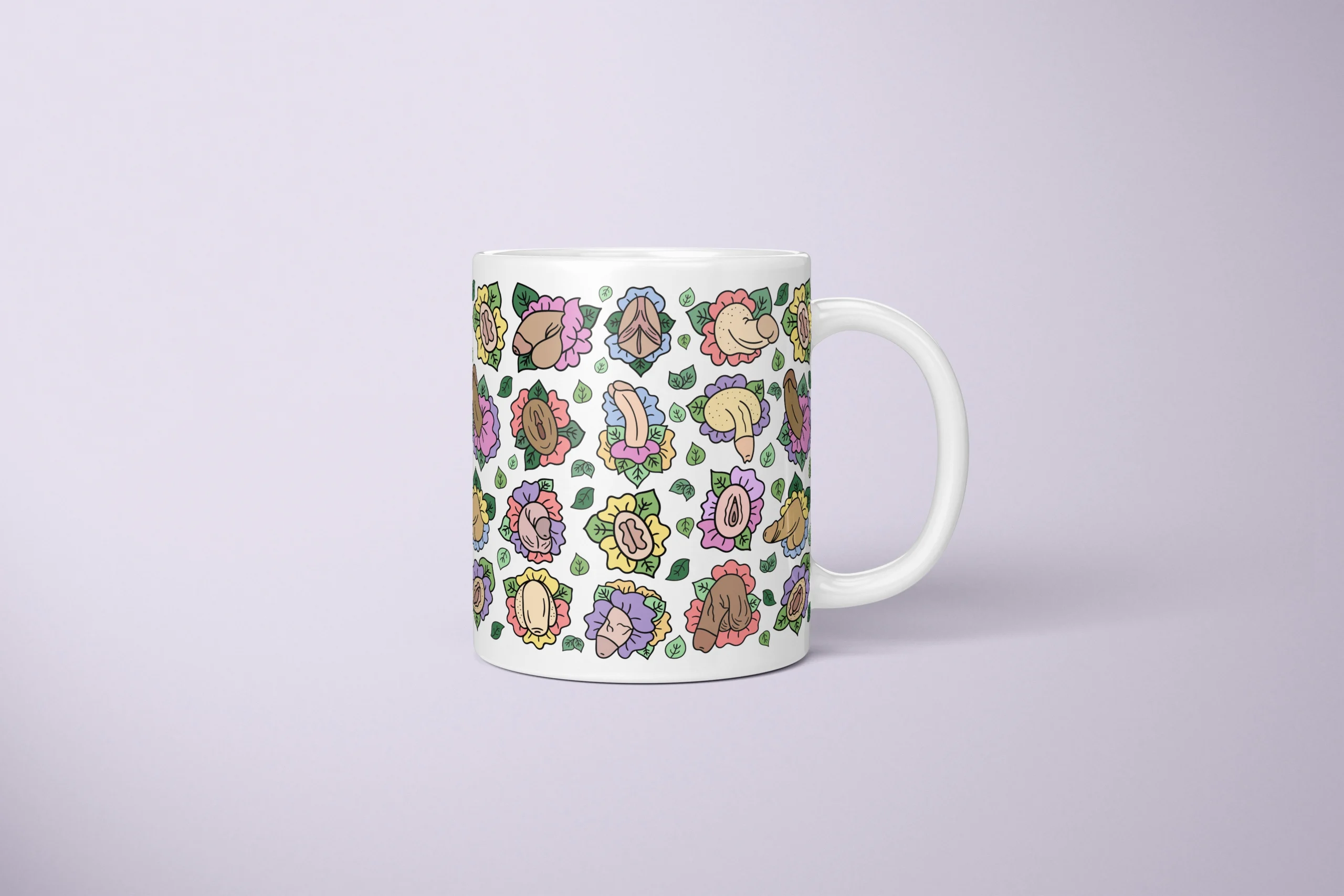 Floral Anatomy Art Mug – Body Positive Gift - primary mug mockup
