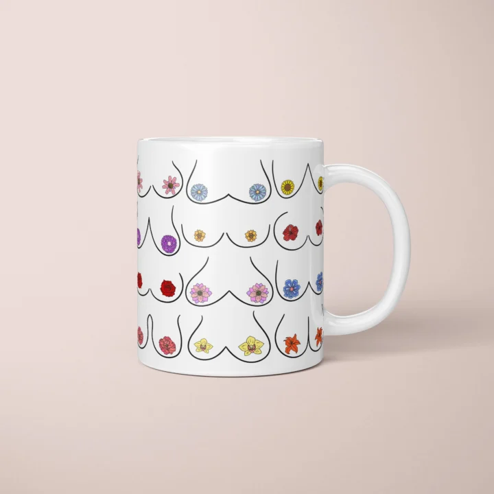 Floral Boobs Mug – Botanical Body Positive Gift - primary mug mockup