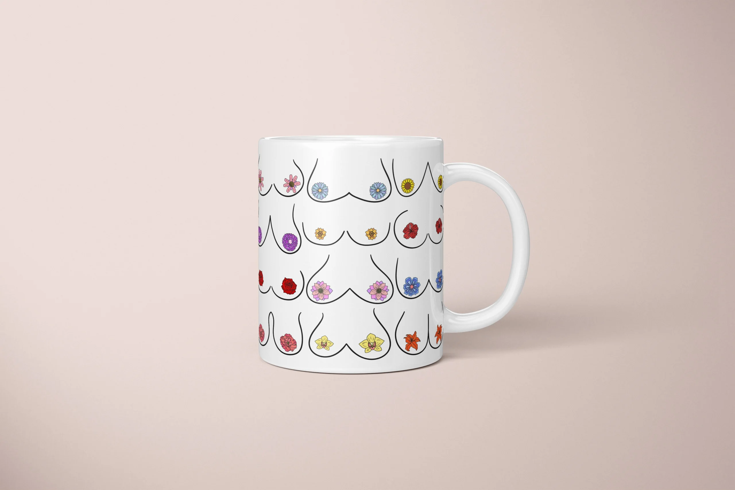 Floral Boobs Mug – Botanical Body Positive Gift - primary mug mockup