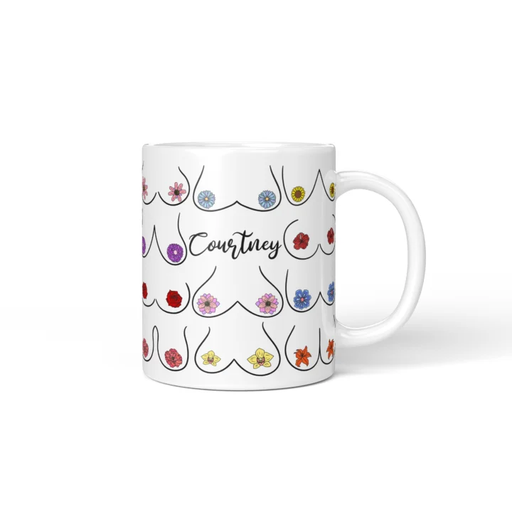 Floral Boobs Mug - Botanical Body Positive Gift - Personalized 11 oz White mug mockup