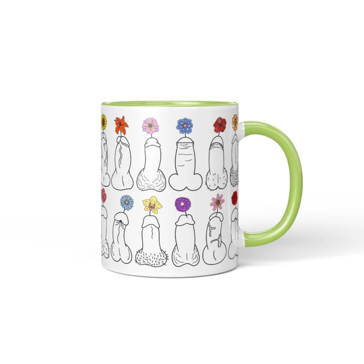 Floral Penis Mug - Botanical Cheeky Art Gift - Green mug mockup