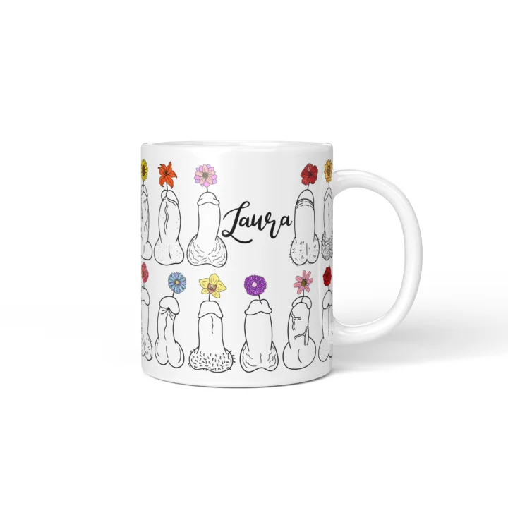 Floral Penis Mug - Botanical Cheeky Art Gift - Personalized 11 oz White mug mockup