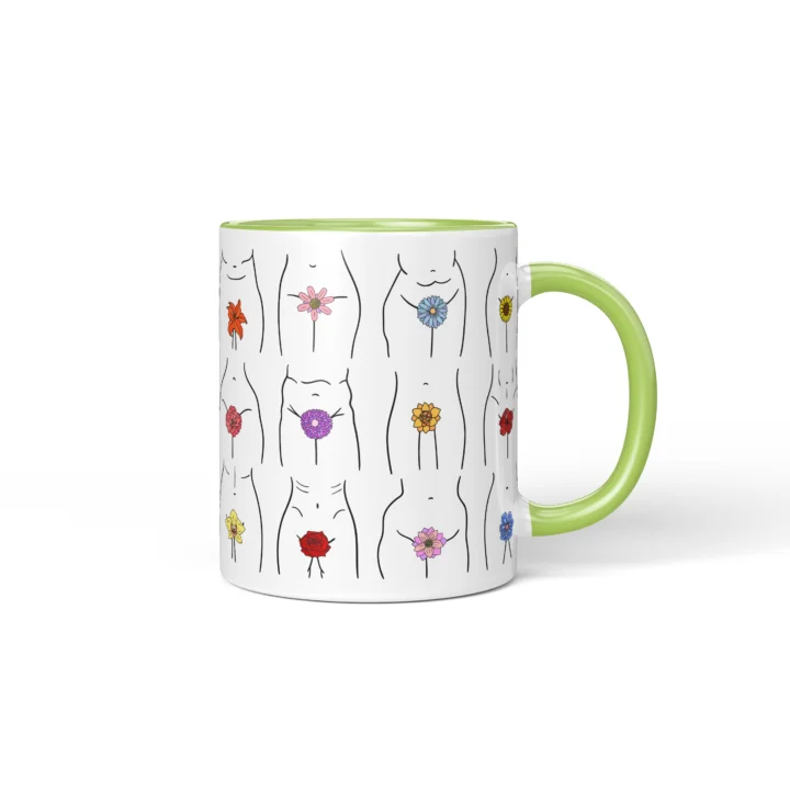 Floral Vagina Mug - Minimal Body Positive Gift - Green mug mockup
