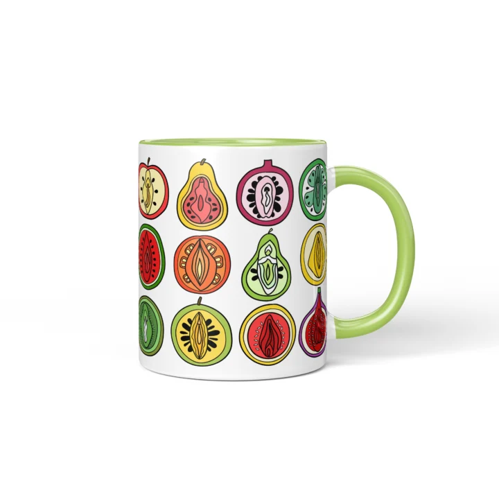 Fruit Salad Vagina Mug - Cheeky Foodie Gift - Green mug mockup