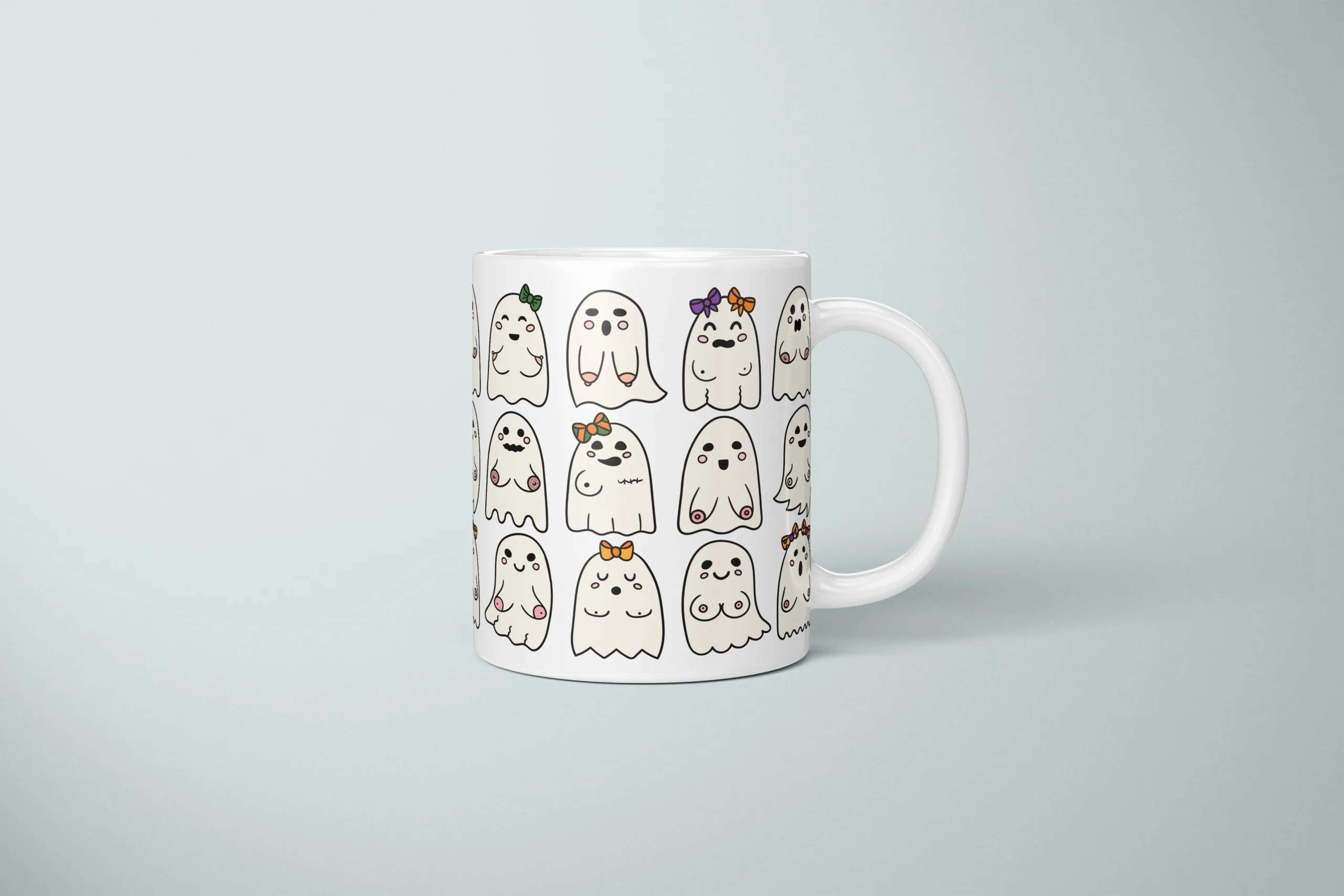 Booo-bies Ghost Boobs Mug – Funny Halloween Gift - primary mug mockup