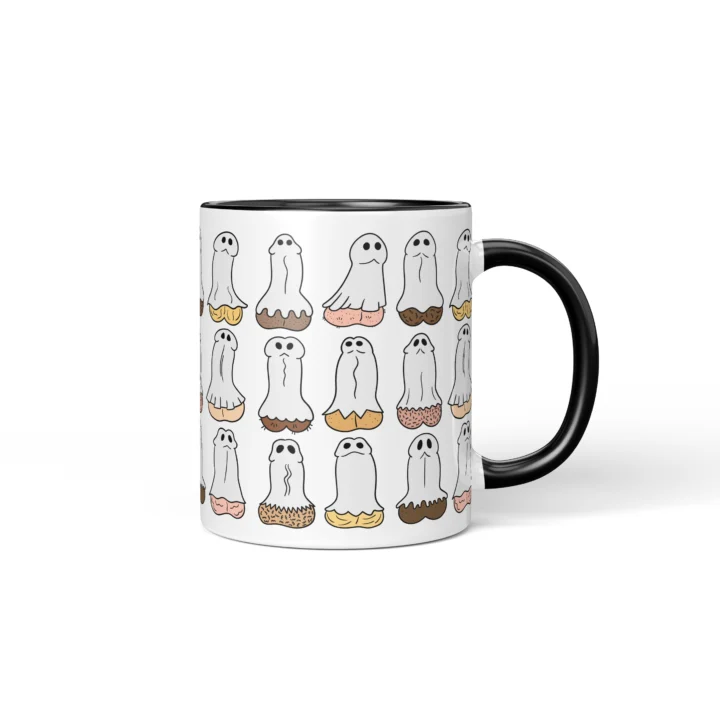 Ghost Penis Mug - Funny Halloween Boo Gift - Black mug mockup