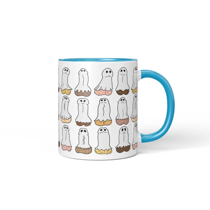 Ghost Penis Mug - Funny Halloween Boo Gift - Blue mug mockup