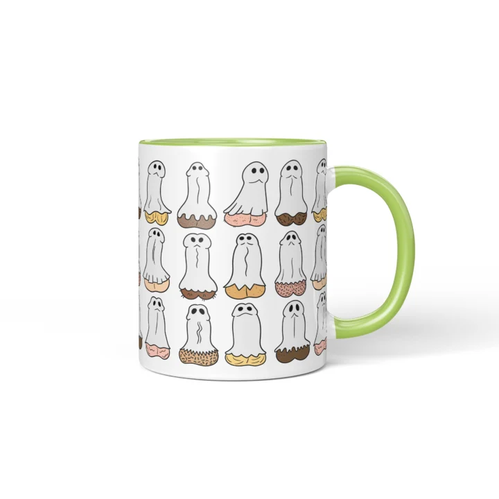 Ghost Penis Mug - Funny Halloween Boo Gift - Green mug mockup
