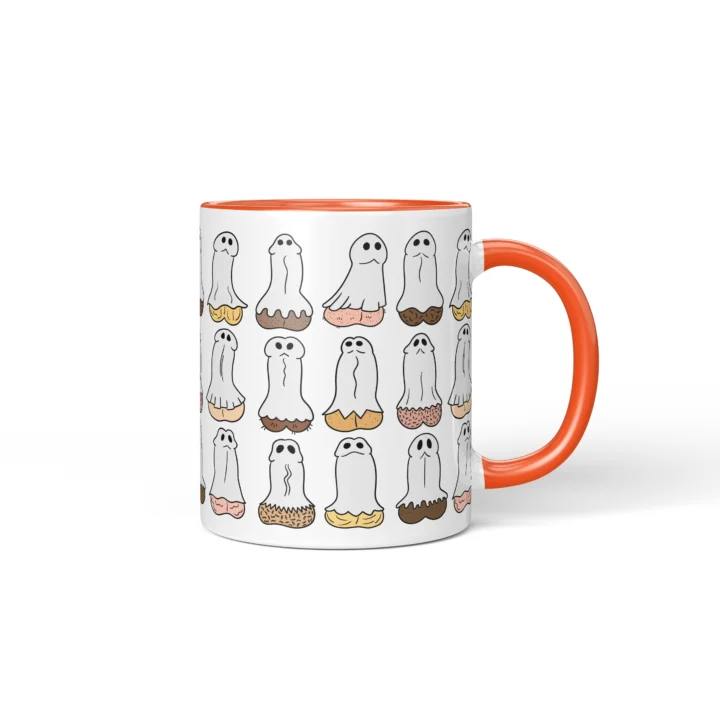 Ghost Penis Mug - Funny Halloween Boo Gift - Orange mug mockup