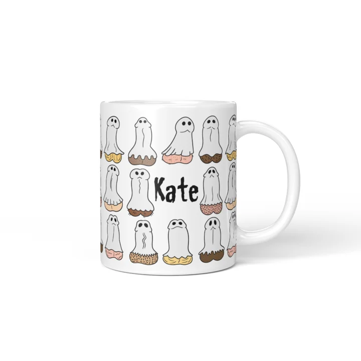 Ghost Penis Mug - Funny Halloween Boo Gift - Personalized 11 oz White mug mockup
