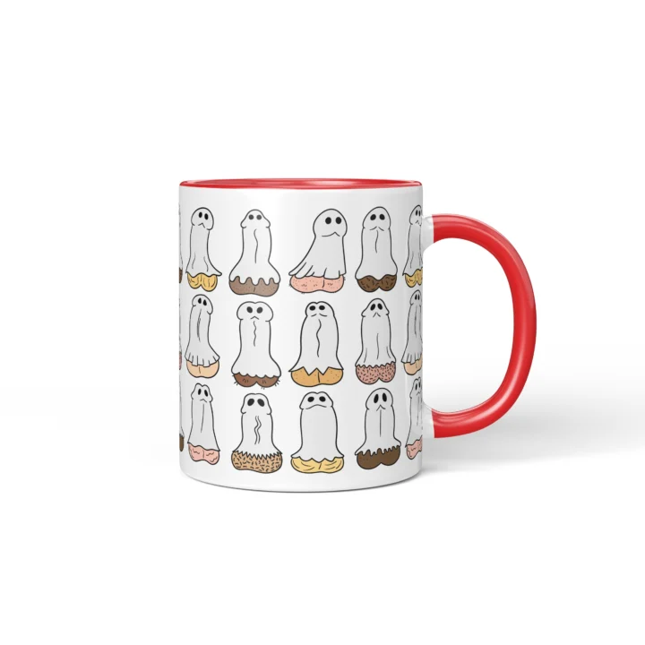 Ghost Penis Mug - Funny Halloween Boo Gift - Red mug mockup