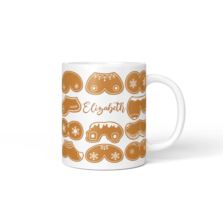 Gingerbread Boobs Mug - Rude Christmas Cookie Gift - Personalized 11 oz White mug mockup