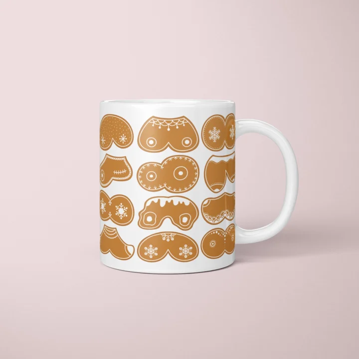 Gingerbread Boobs Mug – Rude Christmas Cookie Gift - primary mug mockup