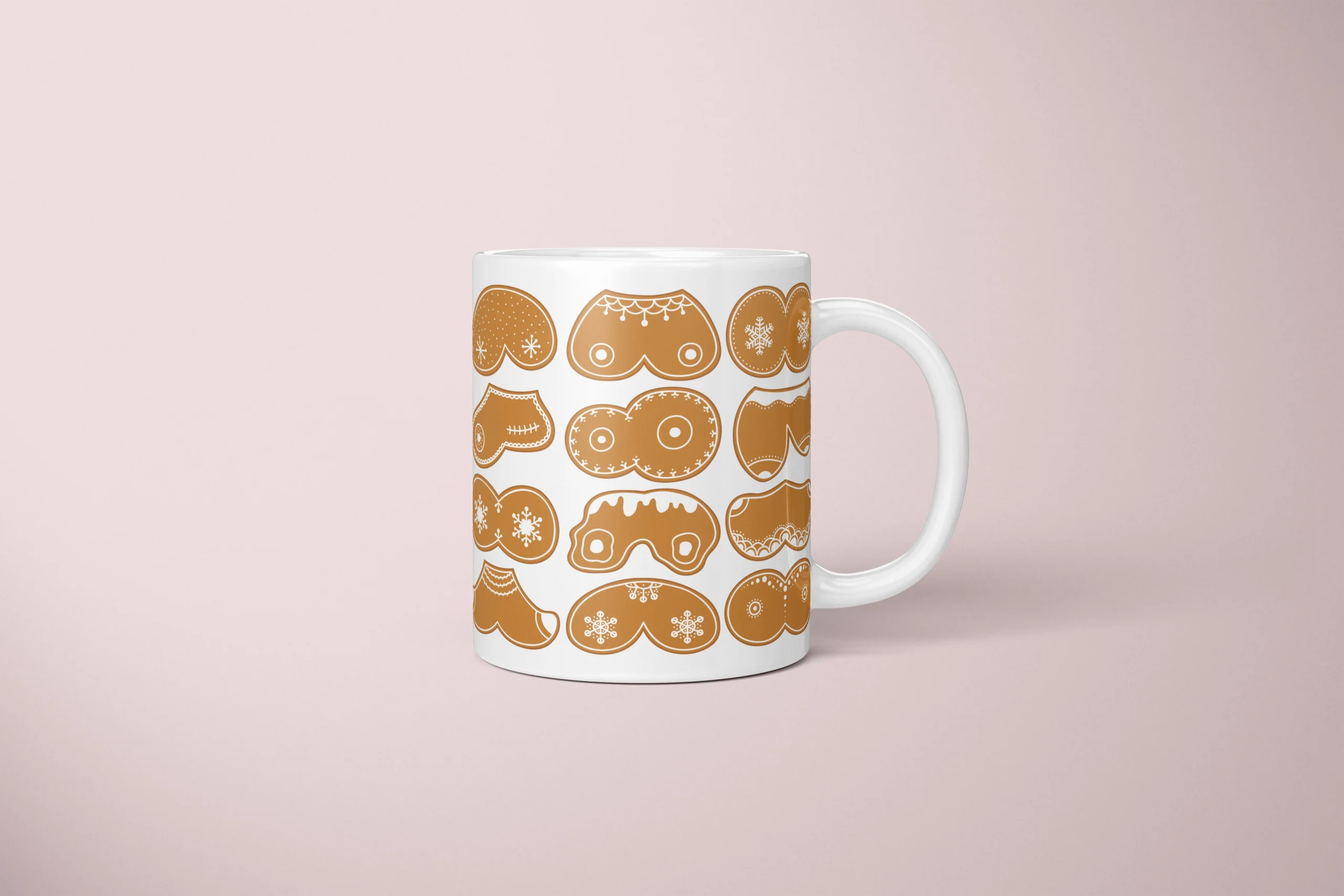 Gingerbread Boobs Mug – Rude Christmas Cookie Gift - primary mug mockup