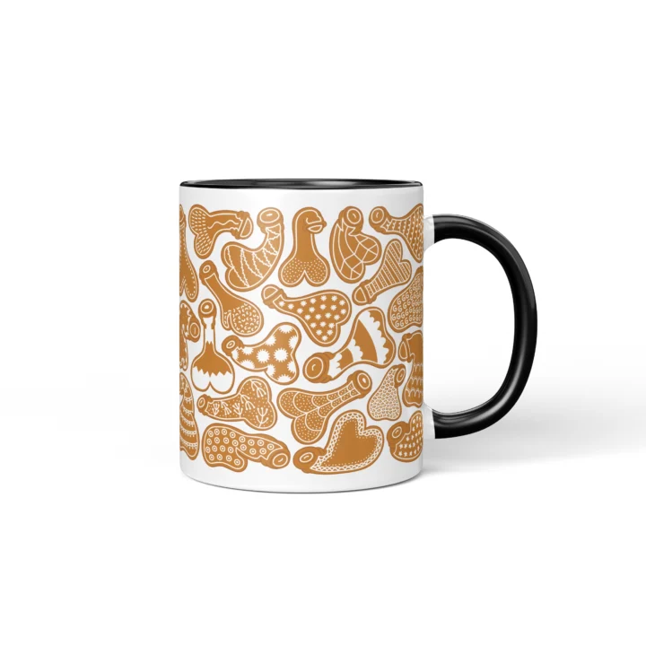 Gingerbread Penis Mug - Rude Christmas Cookie Gift - Black mug mockup