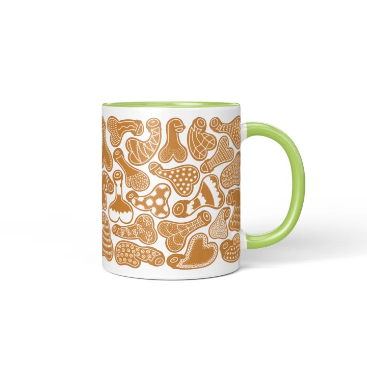 Gingerbread Penis Mug - Rude Christmas Cookie Gift - Green mug mockup