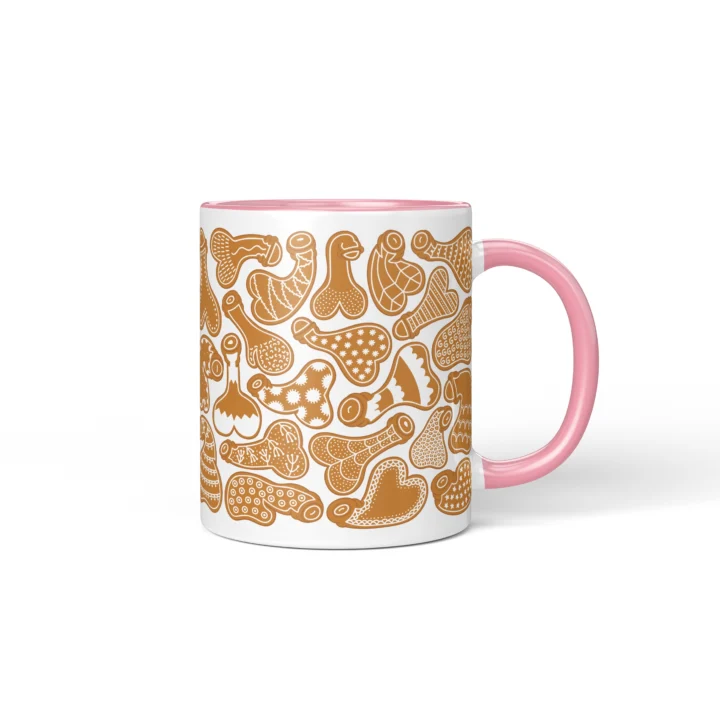 Gingerbread Penis Mug - Rude Christmas Cookie Gift - Pink mug mockup