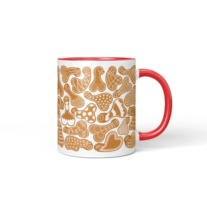 Gingerbread Penis Mug - Rude Christmas Cookie Gift - Red mug mockup