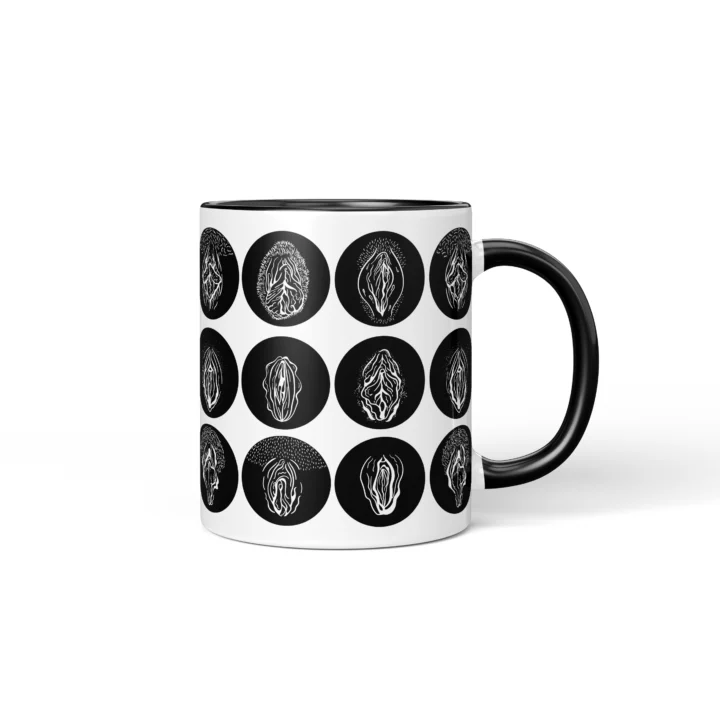 Gothic Vagina Mug - Dark Vulva Art Gift - Black mug mockup