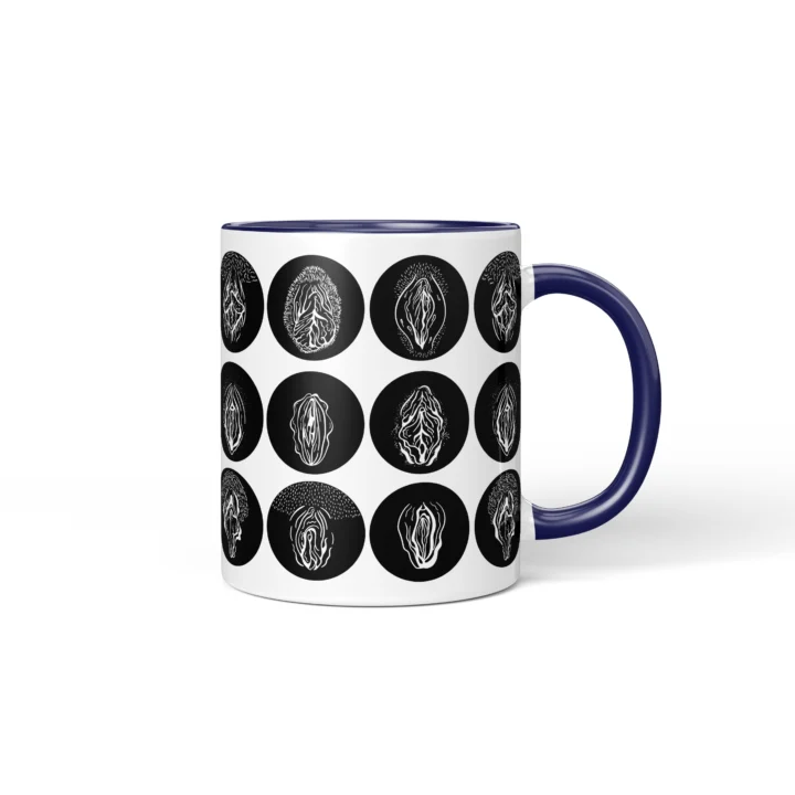 Gothic Vagina Mug - Dark Vulva Art Gift - Dark Blue mug mockup