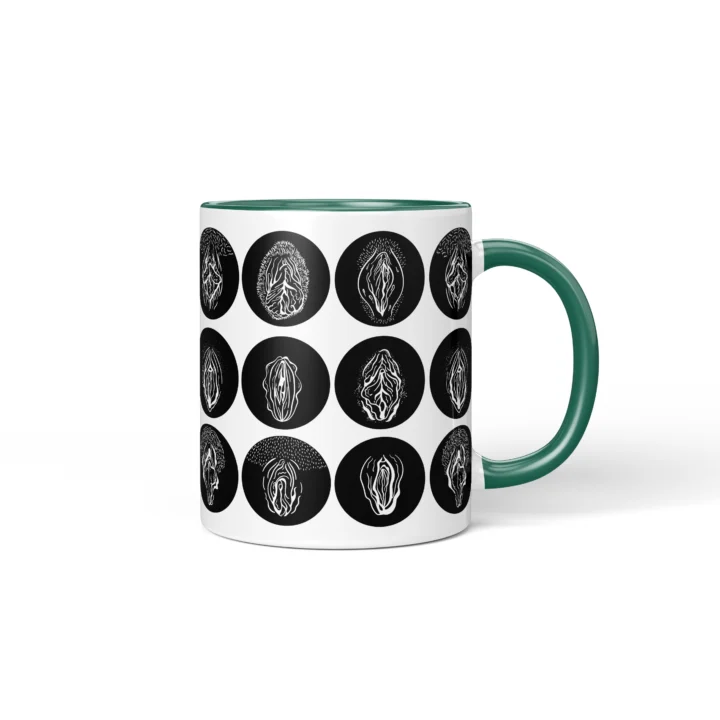 Gothic Vagina Mug - Dark Vulva Art Gift - Dark Green mug mockup