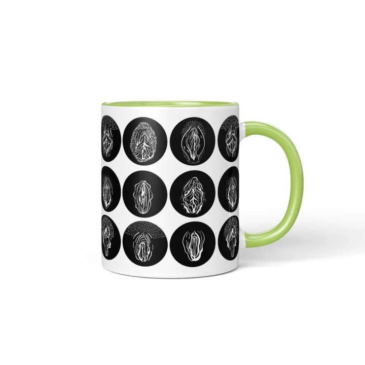 Gothic Vagina Mug - Dark Vulva Art Gift - Green mug mockup