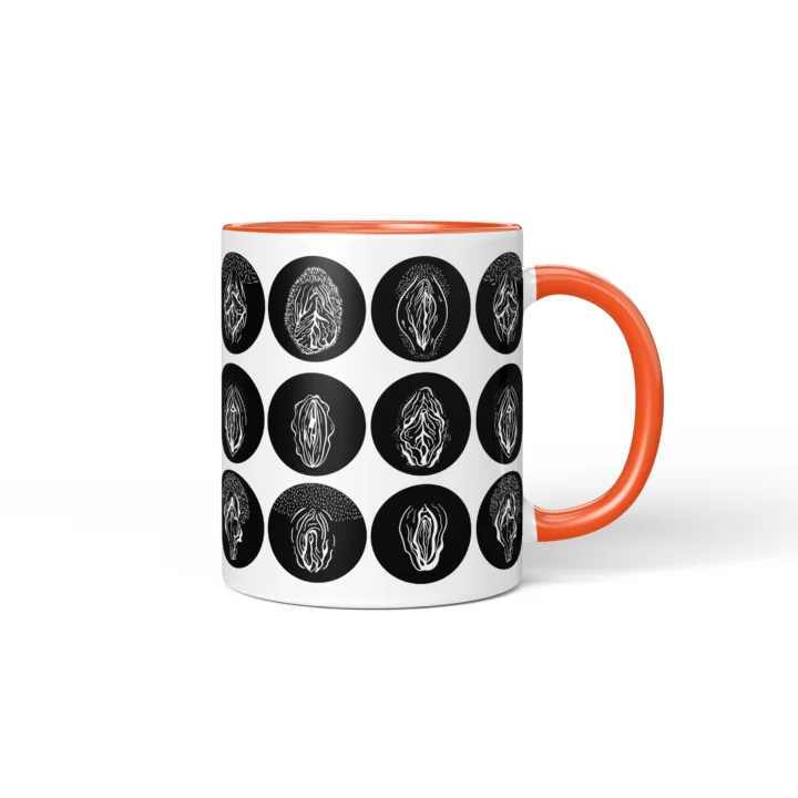 Gothic Vagina Mug - Dark Vulva Art Gift - Orange mug mockup