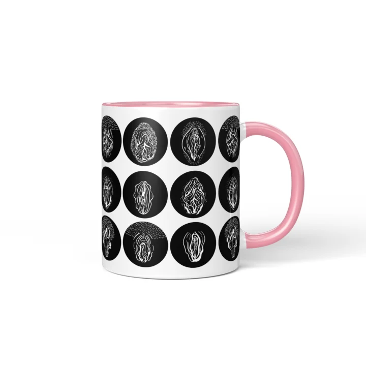 Gothic Vagina Mug - Dark Vulva Art Gift - Pink mug mockup
