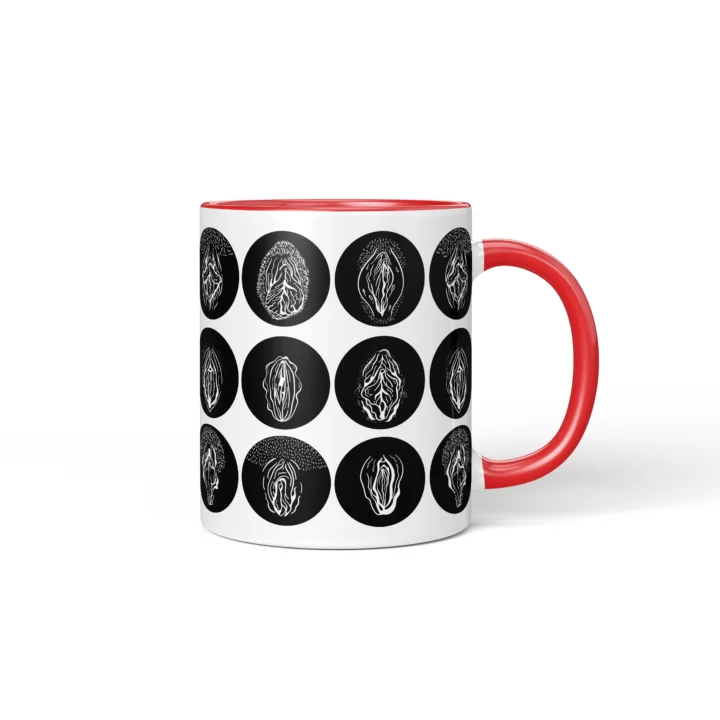 Gothic Vagina Mug - Dark Vulva Art Gift - Red mug mockup