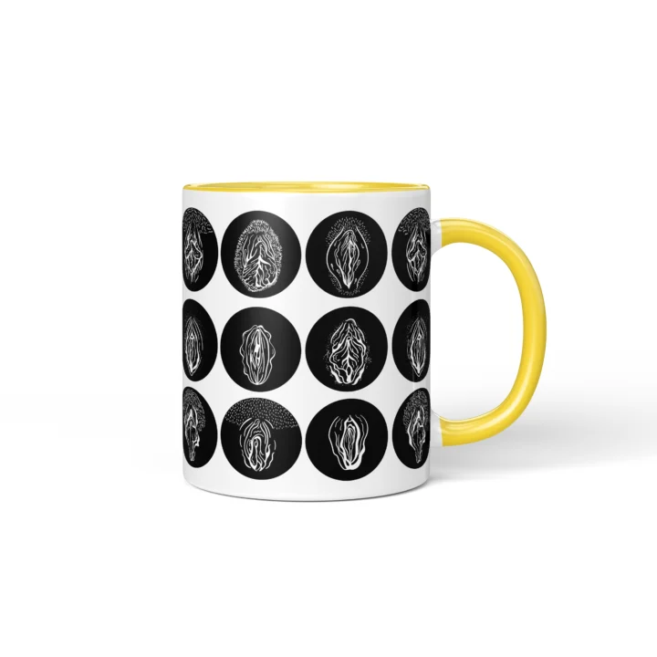 Gothic Vagina Mug - Dark Vulva Art Gift - Yellow mug mockup