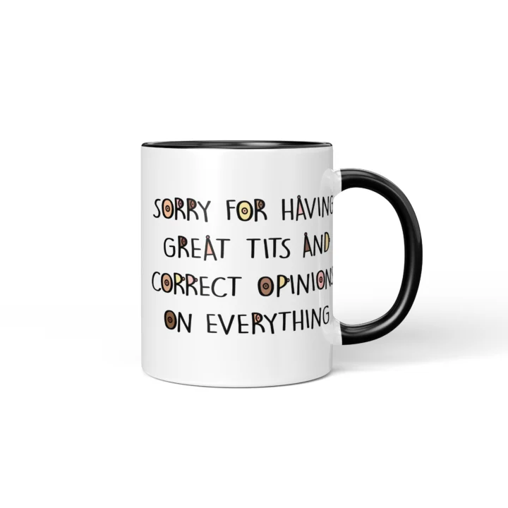 Great Tits & Correct Opinions Boobs Mug - Sarcastic Gift - Black mug mockup