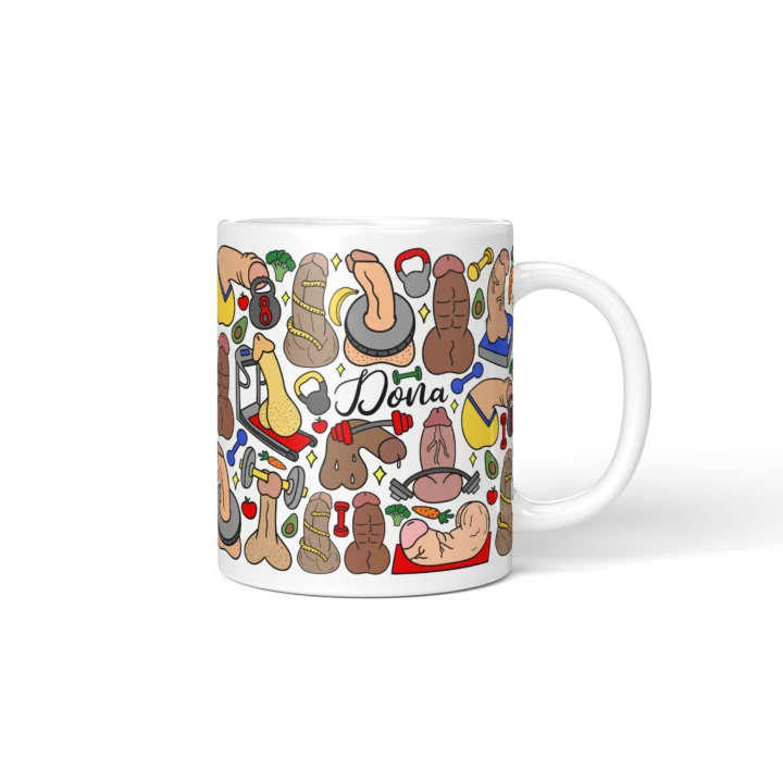 Gym Penis Mug - Funny Workout Gag Gift - Personalized 11 oz White mug mockup