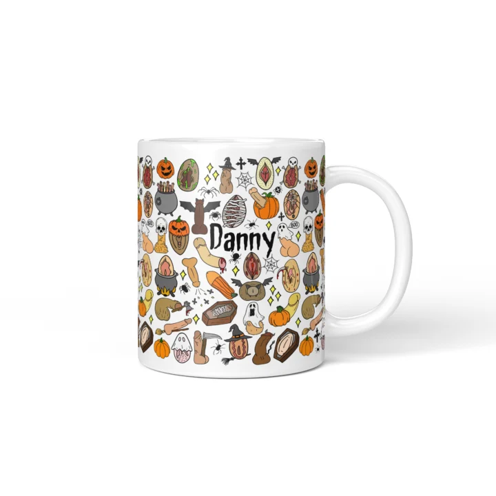 Halloween Adult Humor Mug - Spooky Anatomy Art Gag Gift - Personalized 11 oz White mug mockup