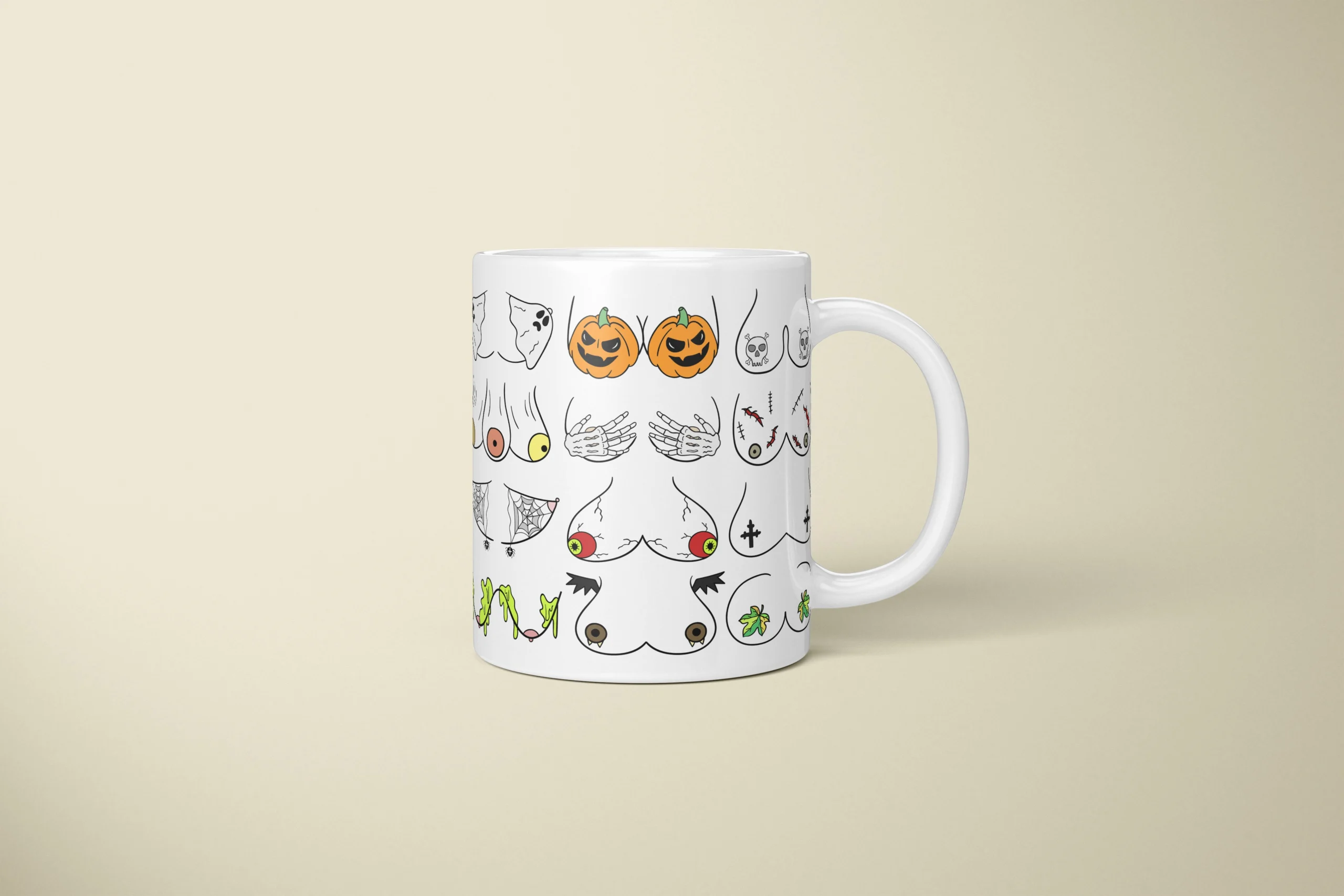 Halloween Boobs Mug – Spooky Adult Humor Gift - primary mug mockup