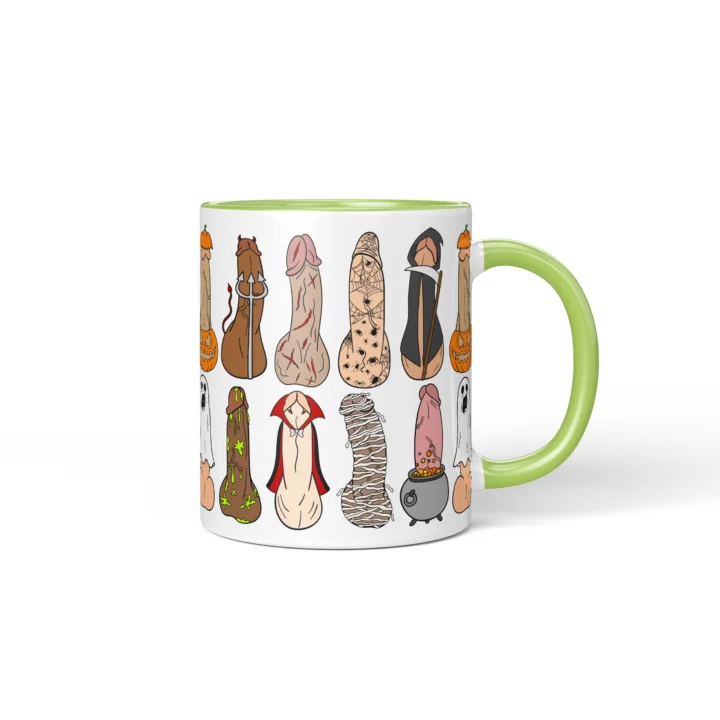 Halloween Costume Penis Mug - Spooky Adult Humor Gift - Green mug mockup