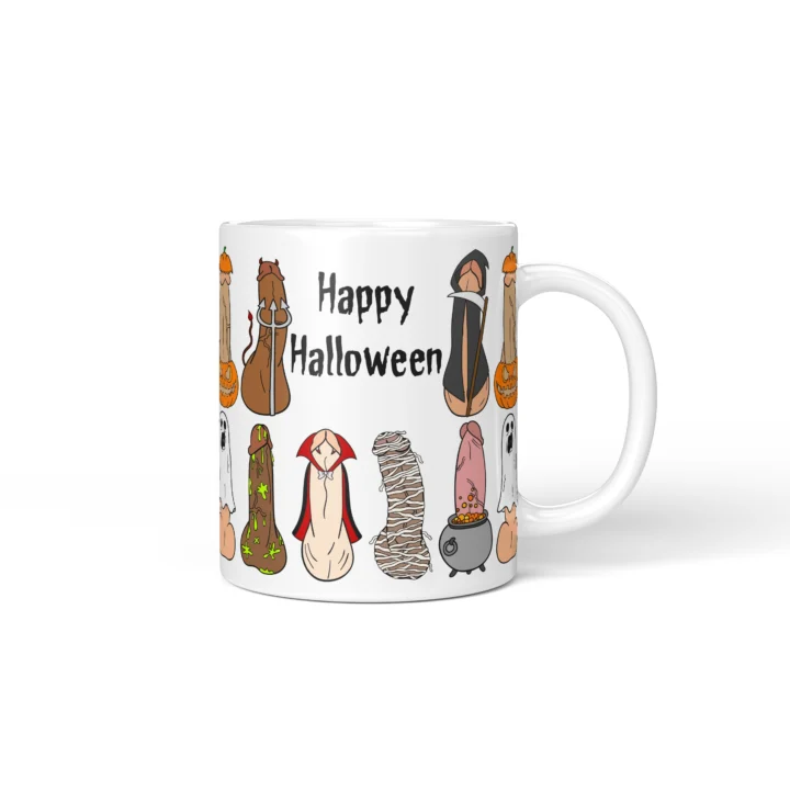 Halloween Costume Penis Mug - Spooky Adult Humor Gift - Personalized 11 oz White mug mockup
