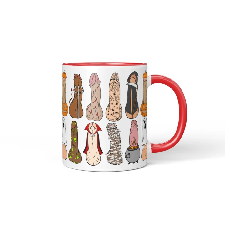 Halloween Costume Penis Mug - Spooky Adult Humor Gift - Red mug mockup