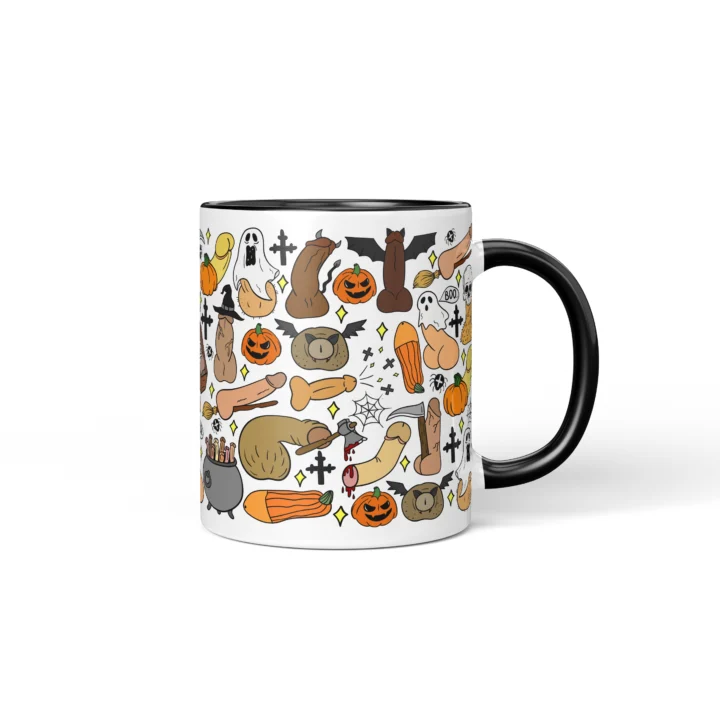 Halloween Penis Mug - Spooky Rude Party Gift - Black mug mockup