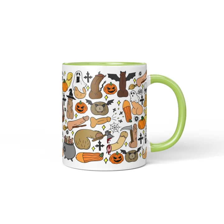 Halloween Penis Mug - Spooky Rude Party Gift - Green mug mockup