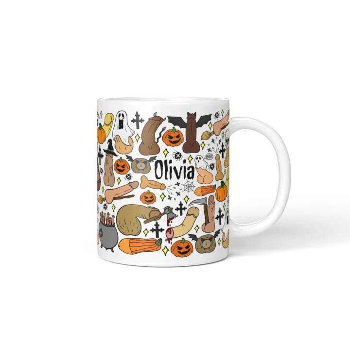 Halloween Penis Mug - Spooky Rude Party Gift - Personalized 11 oz White mug mockup
