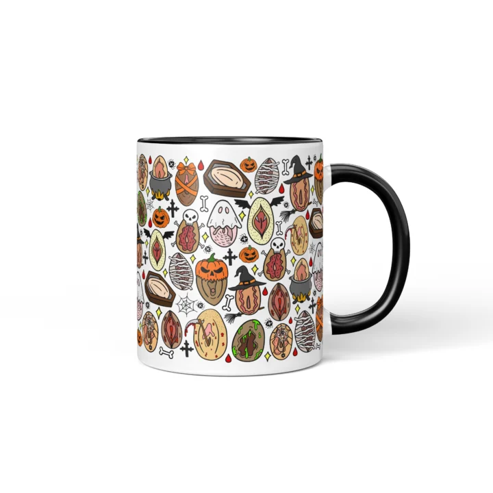 Haunted Vagina Mug - Spooky Halloween Gift - Black mug mockup