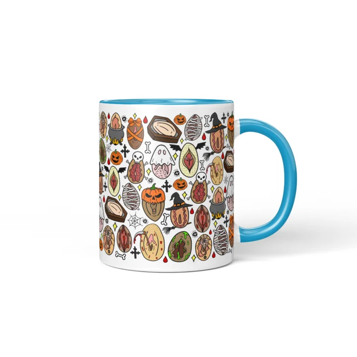 Haunted Vagina Mug - Spooky Halloween Gift - Blue mug mockup