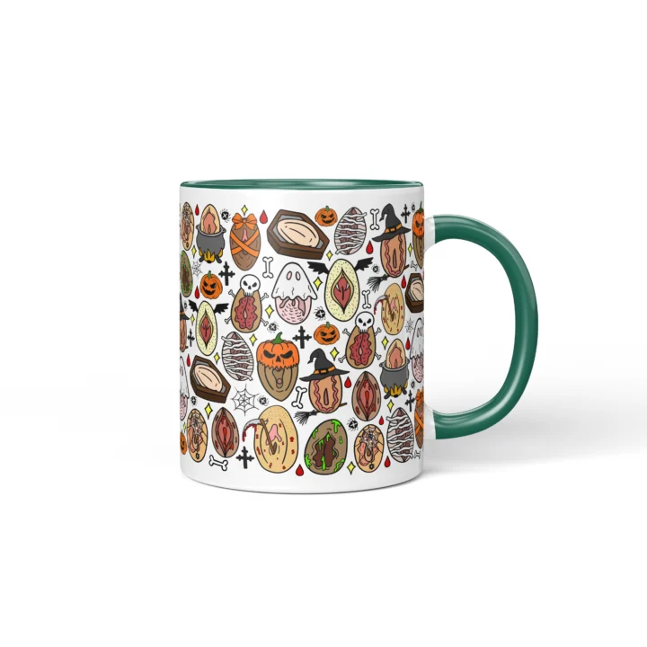 Haunted Vagina Mug - Spooky Halloween Gift - Dark Green mug mockup
